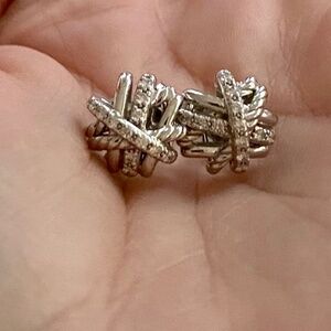 David Yurman Silver and Diamond Earrings